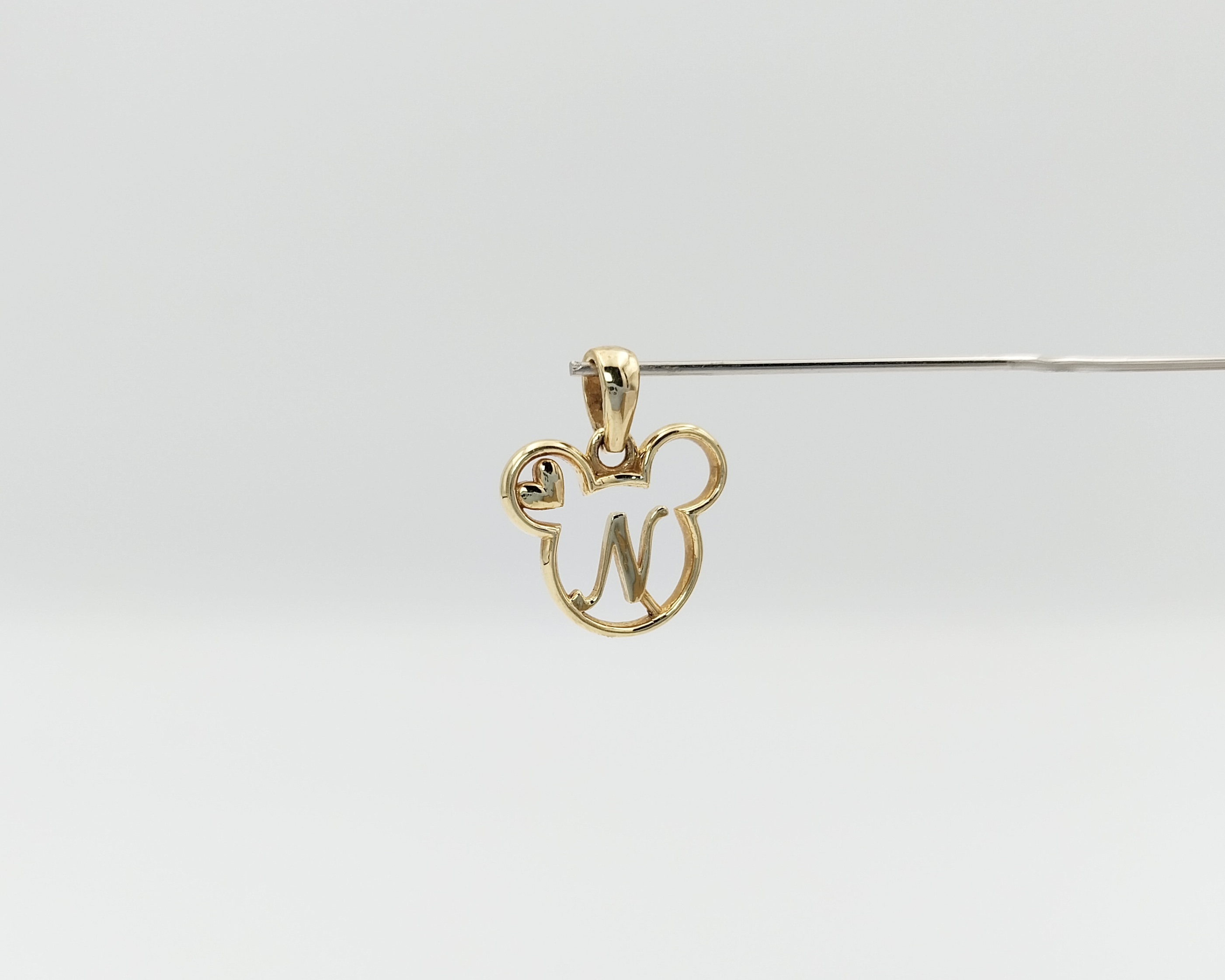 N initial Mickey 18k gold